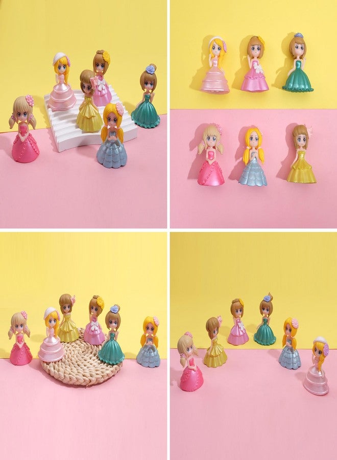 Spiaty Plastic Princess Dress Girl Home, Car and Office Decor Figurine (Small, Multi, Set of 6) - Image 2